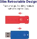 Verbatim 16GB Pinstripe USB 3.2 Gen 1 Flash Drive Retractable Thumb Drive- 5 Pack - Multicolor (Green, Blue, Red, Purple, Cyan)2.webp