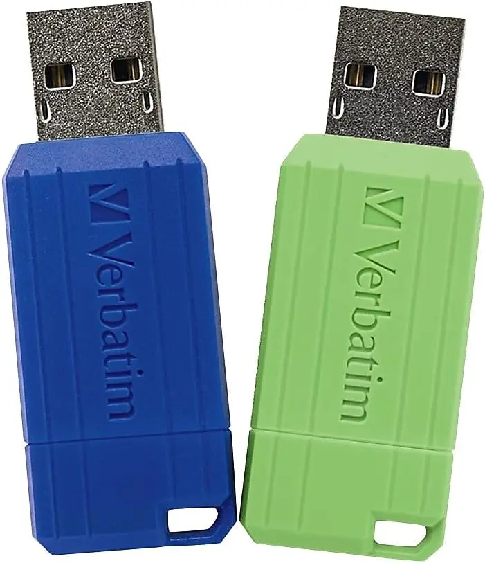Verbatim PinStripe 16GB USB 2.0 Type A Flash Drive, Blue/Green