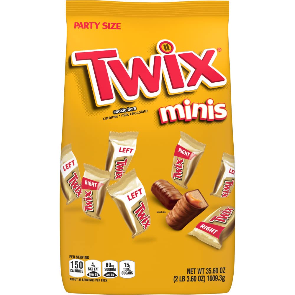 Twix Caramel Minis Size Chocolate Cookie Bar Candy Bag, 35.6 oz, 95 pieces