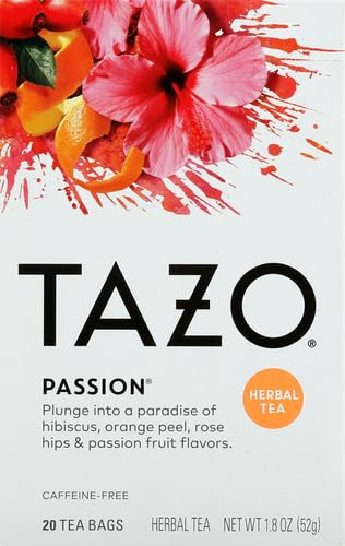 TAZO Passion Herbal Tea Bags, Iced or Hot, Caffeine-Free, 20 Total Tea Bags
