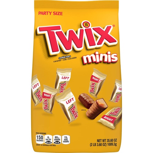 Twix Caramel Minis Size Chocolate Cookie Bar Candy Bag, 35.6 oz, 95 pieces