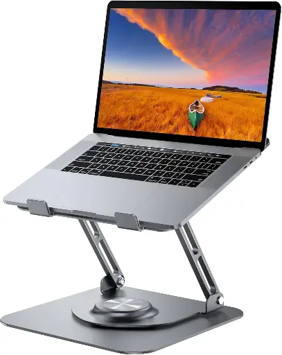 JOYEKY Laptop Stand for Desk, Adjustable Computer Stand with 360° Rotating Base, Ergonomic Laptop Riser for Collaborative Work, Foldable & Portable Laptop Stand, fits for All 10-16" Laptops