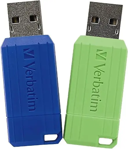 Verbatim PinStripe 16GB USB 2.0 Type A Flash Drive, Blue/Green